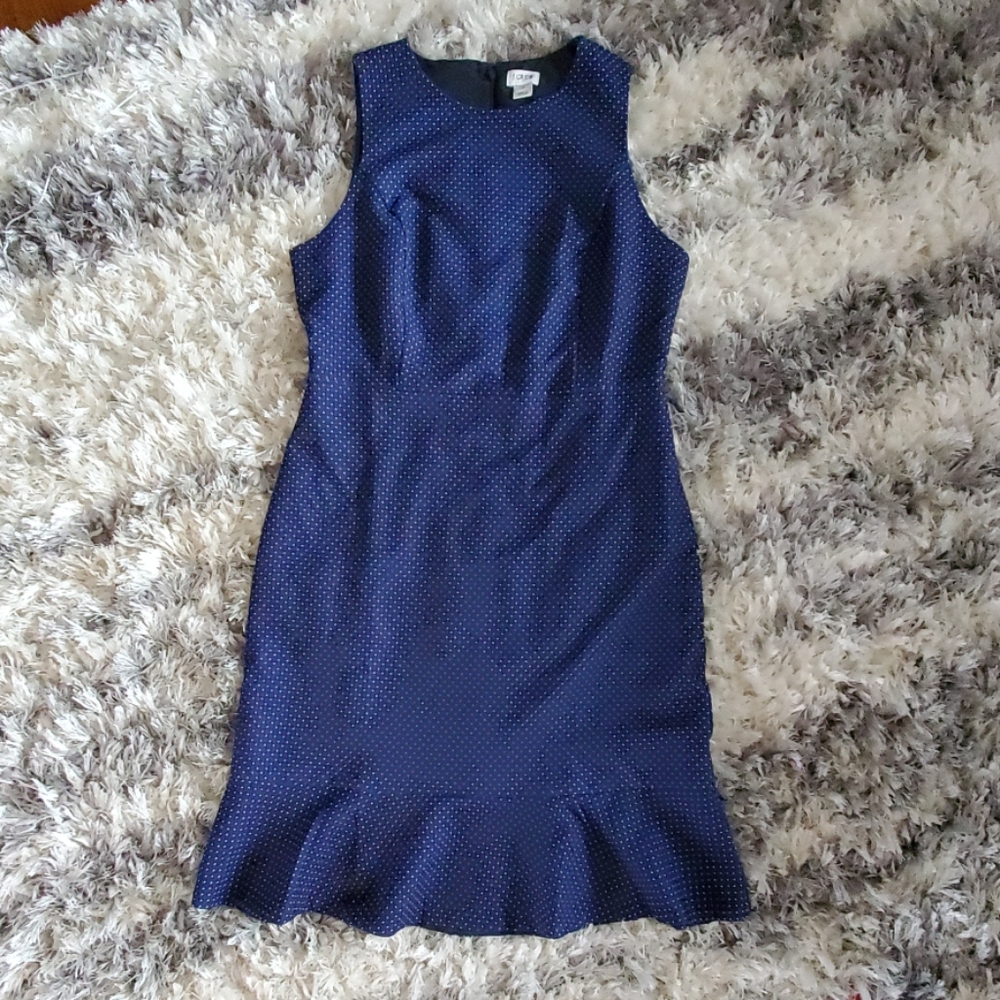 J Crew Navy Poka Dot Dress